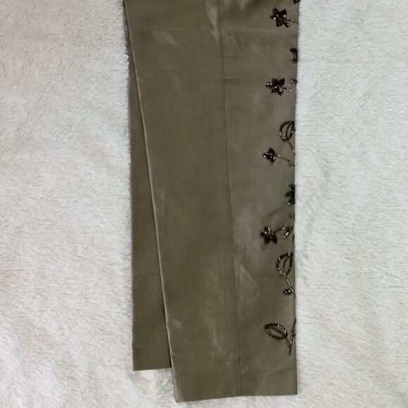 SILKLAND Hand Beaded, Side Closure, Fully Lined Pants -Size 12 (Olive Green) NEW - Picture 8 of 16